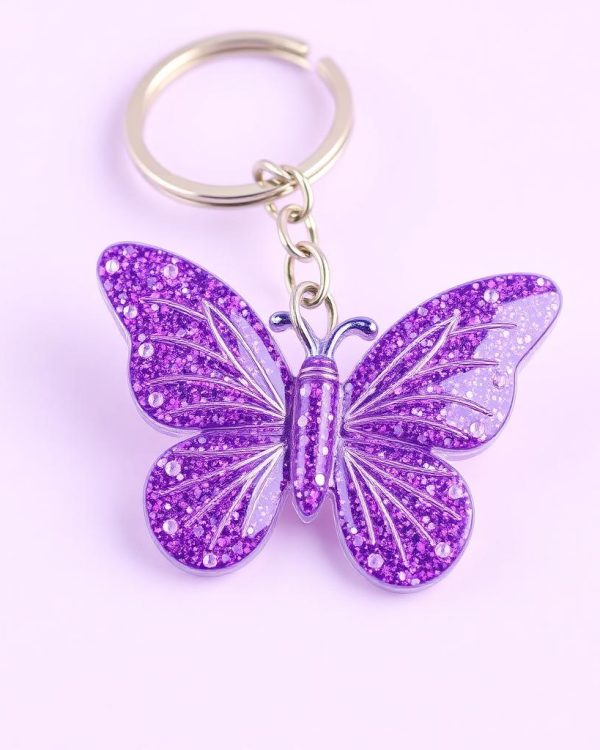 Butterfly Glitter Keychain