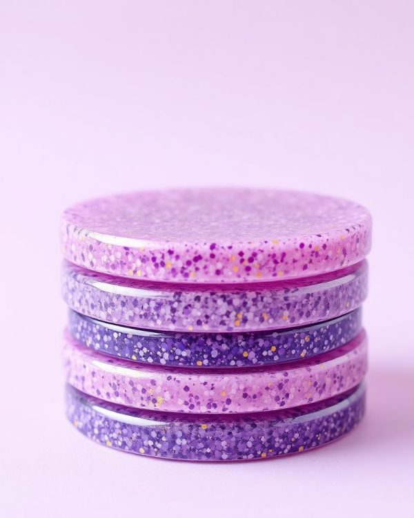 Lavender Sparkle Resin Coasters (Set of 4)